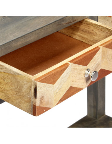 Tavolo Consolle Grigio 86x30x76 cm in Legno Massello di Mango