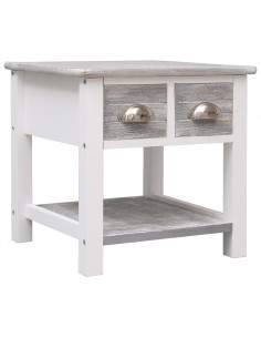 Tavolino Laterale Grigio 40x40x40 cm in Legno di Paulownia 2