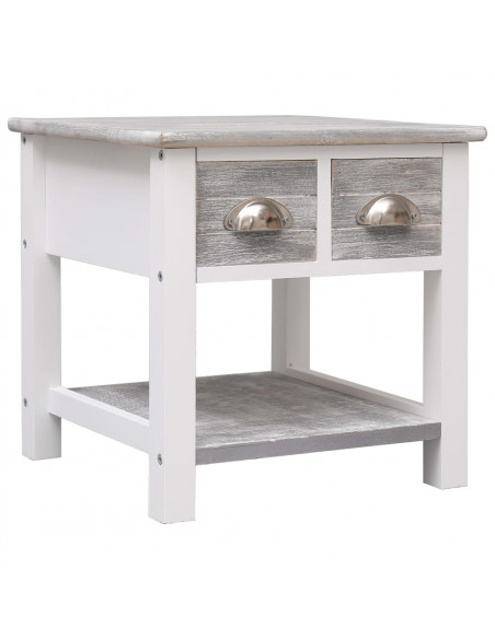Tavolino Laterale Grigio 40x40x40 cm in Legno di Paulownia