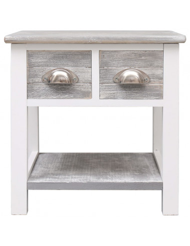 Tavolino Laterale Grigio 40x40x40 cm in Legno di Paulownia