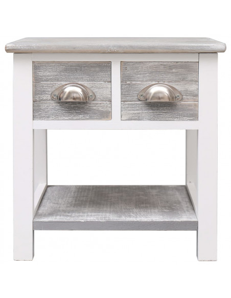 Tavolino Laterale Grigio 40x40x40 cm in Legno di Paulownia