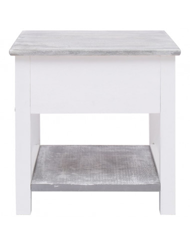 Tavolino Laterale Grigio 40x40x40 cm in Legno di Paulownia