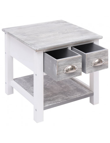 Tavolino Laterale Grigio 40x40x40 cm in Legno di Paulownia