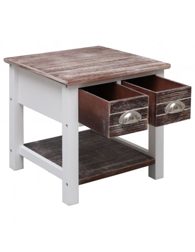 Tavolino Laterale Marrone 40x40x40 cm in Legno di Paulownia