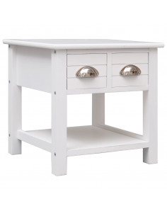 Tavolino Laterale Bianco 40x40x40 cm in Legno di Paulownia 2