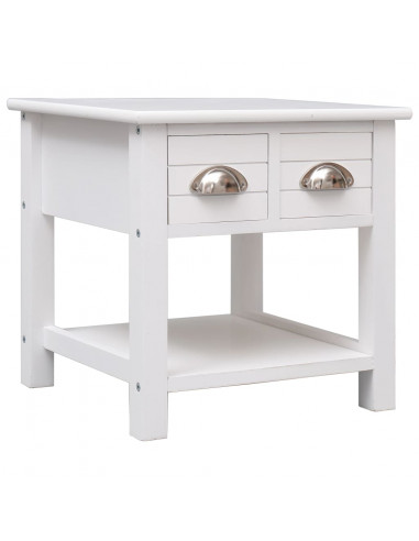 Tavolino Laterale Bianco 40x40x40 cm in Legno di Paulownia