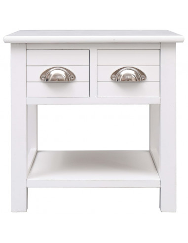 Tavolino Laterale Bianco 40x40x40 cm in Legno di Paulownia