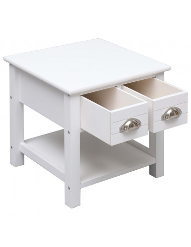 Tavolino Laterale Bianco 40x40x40 cm in Legno di Paulownia