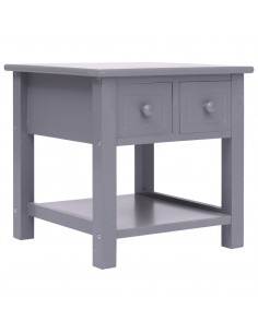 Tavolino Laterale Grigio 40x40x40 cm in Legno di Paulownia 2