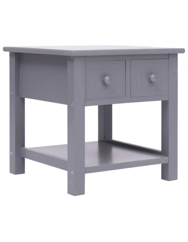 Tavolino Laterale Grigio 40x40x40 cm in Legno di Paulownia