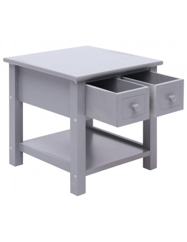 Tavolino Laterale Grigio 40x40x40 cm in Legno di Paulownia