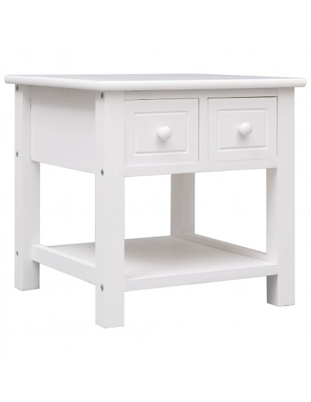 Tavolino Laterale Bianco 40x40x40 cm in Legno di Paulownia