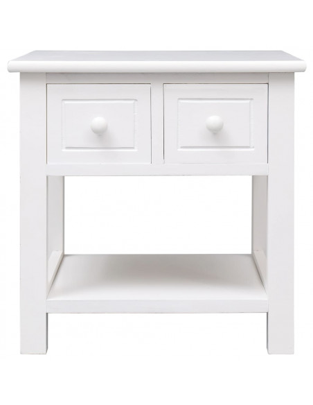 Tavolino Laterale Bianco 40x40x40 cm in Legno di Paulownia