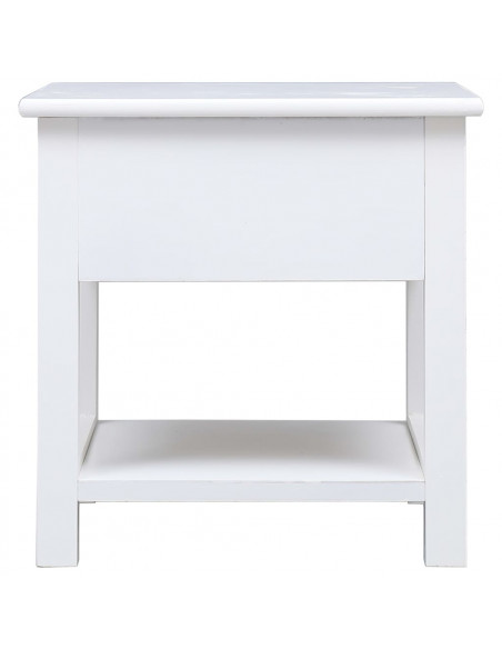Tavolino Laterale Bianco 40x40x40 cm in Legno di Paulownia