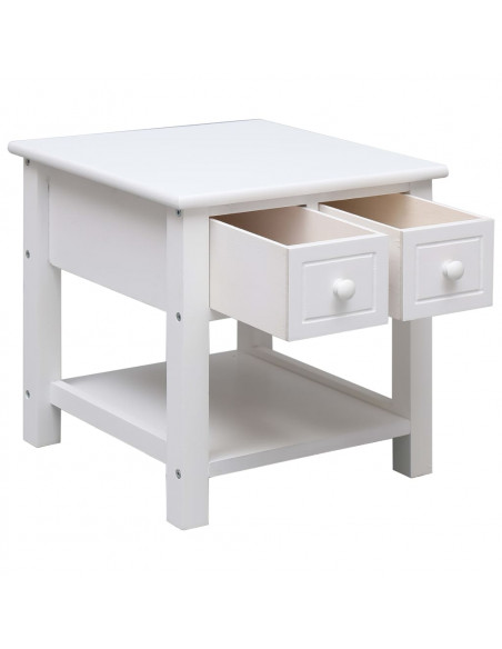 Tavolino Laterale Bianco 40x40x40 cm in Legno di Paulownia