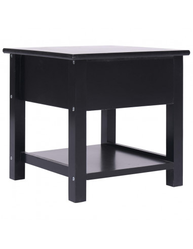 Tavolino Laterale Nero 40x40x40 cm in Legno di Paulownia