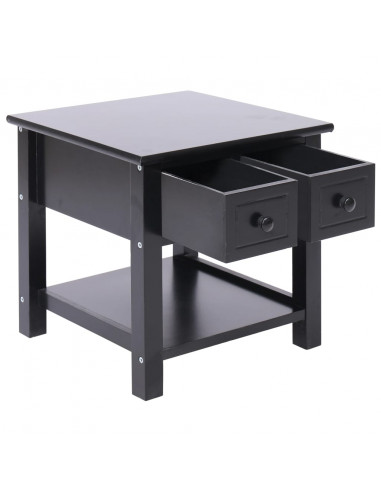 Tavolino Laterale Nero 40x40x40 cm in Legno di Paulownia