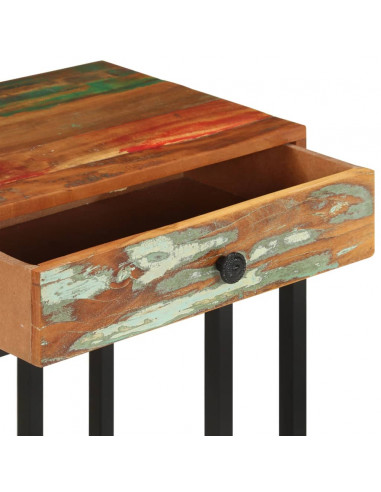 Tavolino Laterale a Forma di U 45x30x61 cm in Legno di Recupero