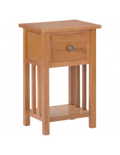 Tavolino Portariviste con Cassetto 35x27x55 cm Legno di Rovere 2