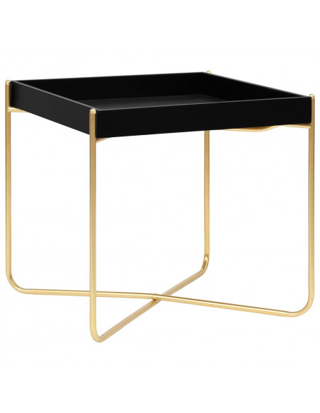 Tavolino Laterale Nero e Oro 38x38x38,5 cm in MDF