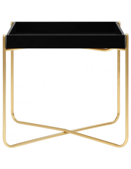 Tavolino Laterale Nero e Oro 38x38x38,5 cm in MDF