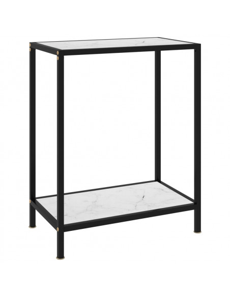 Tavolo Consolle Bianco 60x35x75 cm in Vetro Temperato