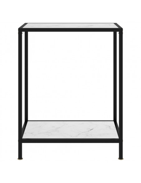 Tavolo Consolle Bianco 60x35x75 cm in Vetro Temperato