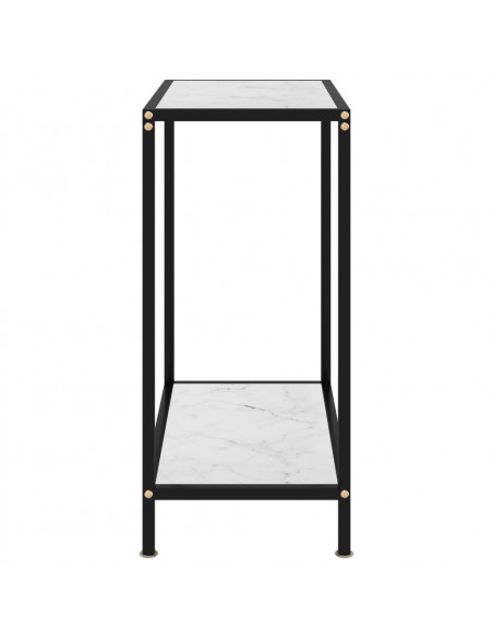 Tavolo Consolle Bianco 60x35x75 cm in Vetro Temperato
