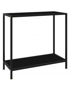 Tavolo Consolle Nero 80x35x75 cm in Vetro Temperato 2