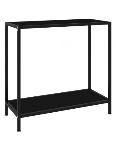 Tavolo Consolle Nero 80x35x75 cm in Vetro Temperato