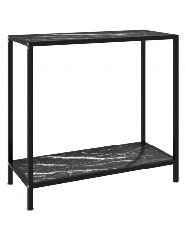Tavolo Consolle Nero 80x35x75 cm in Vetro Temperato
