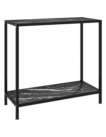 Tavolo Consolle Nero 80x35x75 cm in Vetro Temperato