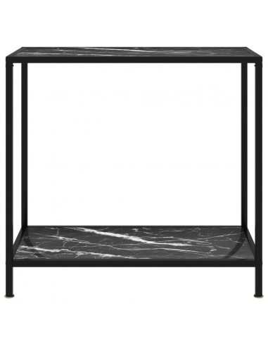 Tavolo Consolle Nero 80x35x75 cm in Vetro Temperato