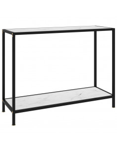 Tavolo Consolle Bianco 100x35x75 cm in Vetro Temperato 2