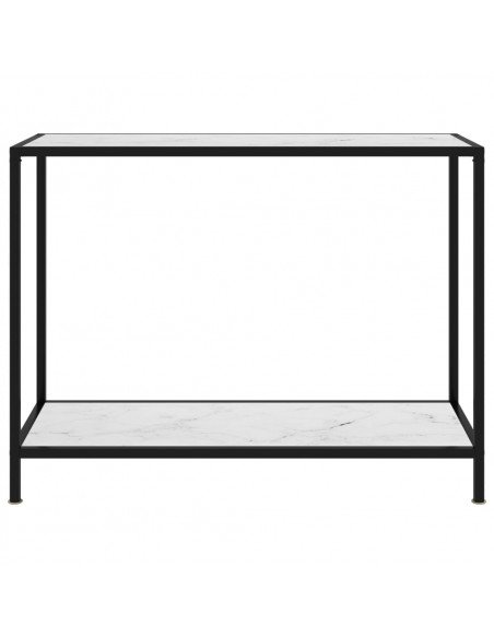 Tavolo Consolle Bianco 100x35x75 cm in Vetro Temperato