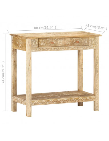 Tavolo Consolle 80x35x74 cm in Legno Massello di Mango