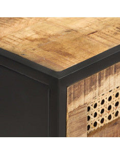 Tavolo Consolle 100x35x75 cm in Legno di Mango e Canna Naturale 2