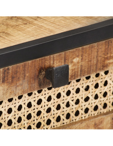 Tavolo Consolle 100x35x75 cm in Legno di Mango e Canna Naturale
