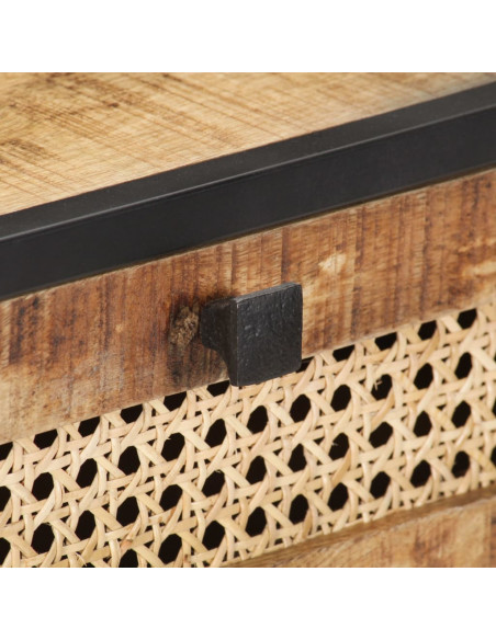Tavolo Consolle 100x35x75 cm in Legno di Mango e Canna Naturale