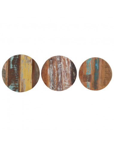 Tavolini Laterali 3 pz in Legno Massello di Recupero