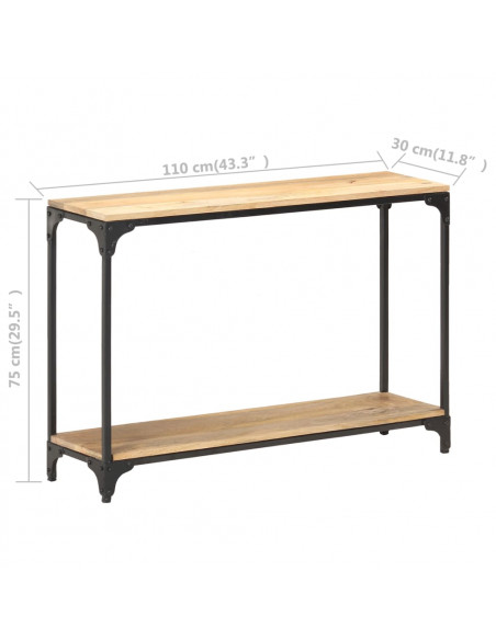 Tavolo Consolle 110x30x75 cm in Legno Massello di Mango