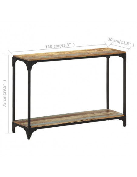 Tavolo Consolle 110x30x75 cm in Legno Massello di Recupero