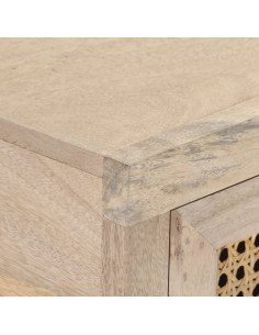 Tavolo Consolle 100x35x76 cm Massello di Mango e Canna Naturale 2