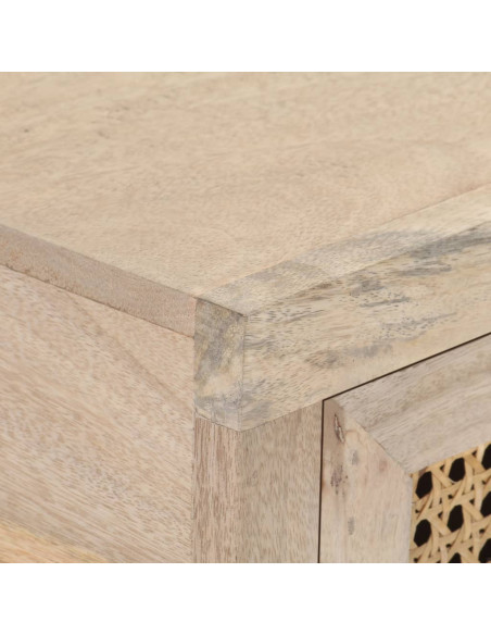 Tavolo Consolle 100x35x76 cm Massello di Mango e Canna Naturale