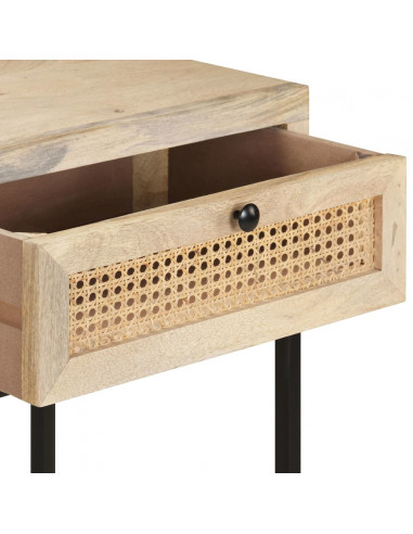 Tavolo Consolle 100x35x76 cm Massello di Mango e Canna Naturale