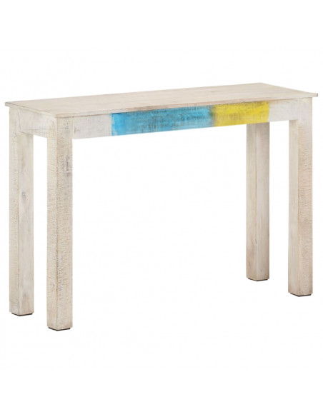 Tavolo Consolle Bianco 115x35x77 cm in Legno di Mango Grezzo