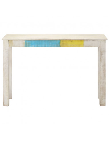Tavolo Consolle Bianco 115x35x77 cm in Legno di Mango Grezzo