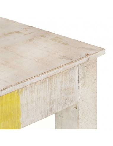 Tavolo Consolle Bianco 115x35x77 cm in Legno di Mango Grezzo