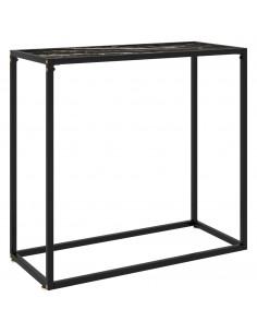 Tavolo Consolle Nero 80x35x75 cm in Vetro Temperato 2