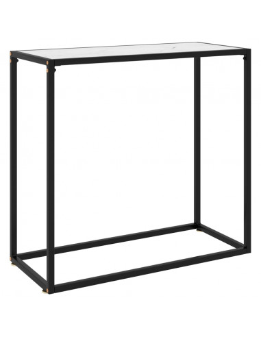 Tavolo Consolle Bianco 80x35x75 cm in Vetro Temperato